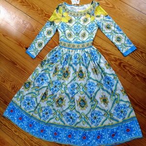 NWT Coeur de Vague Classic Mosiac Lemon Maxi Dress